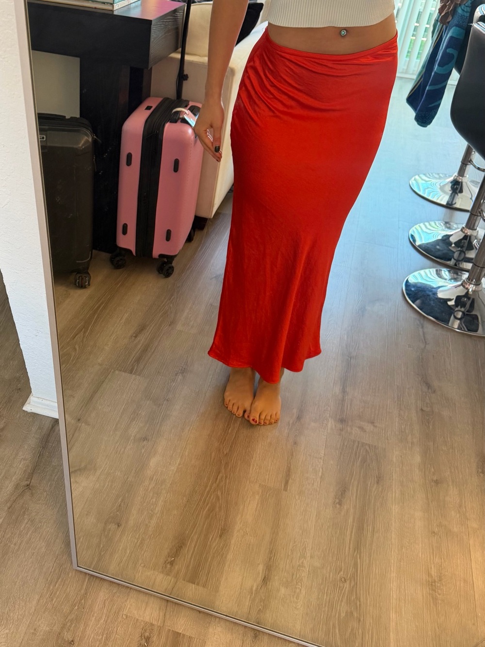 Open Edit Bias Cut Maxi Skirt In Red Scarlet